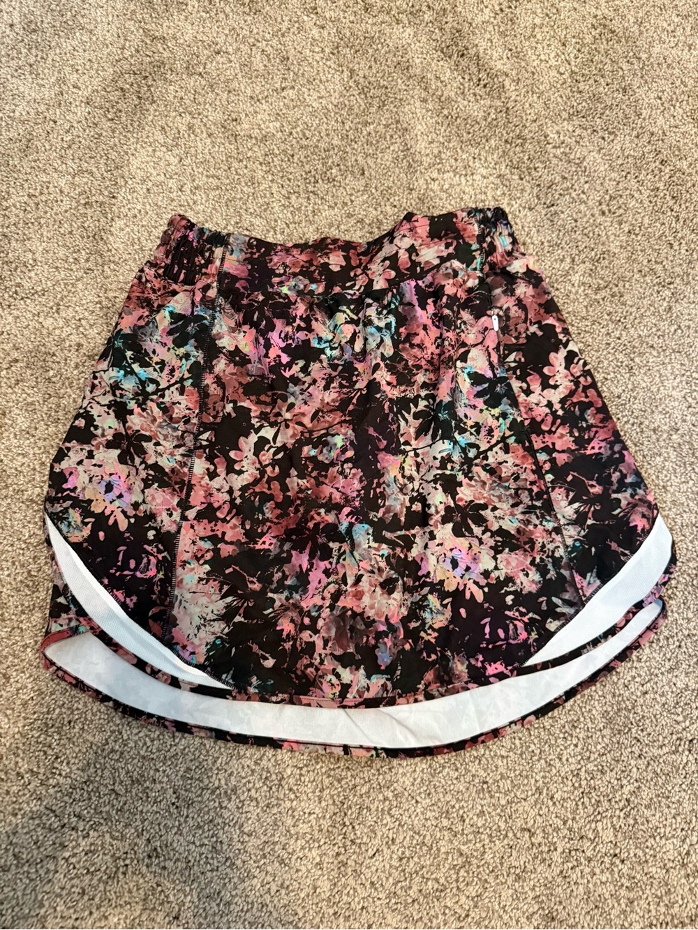 lululemon athletica Black Floral High-Low Skirt with Pink Accents